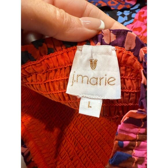 J. MARIE NWT The Jade Square Neck Ruched Midi Dress Multicolor Floral Large - Picture 7 of 9